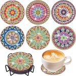 Vcekract Diamond Painting Coasters, 6 Pcs Mandala Diamond Art Coasters 
with Holder, Crafts Kits for DIY Coasters, Adult Crafts Projects Kits Women