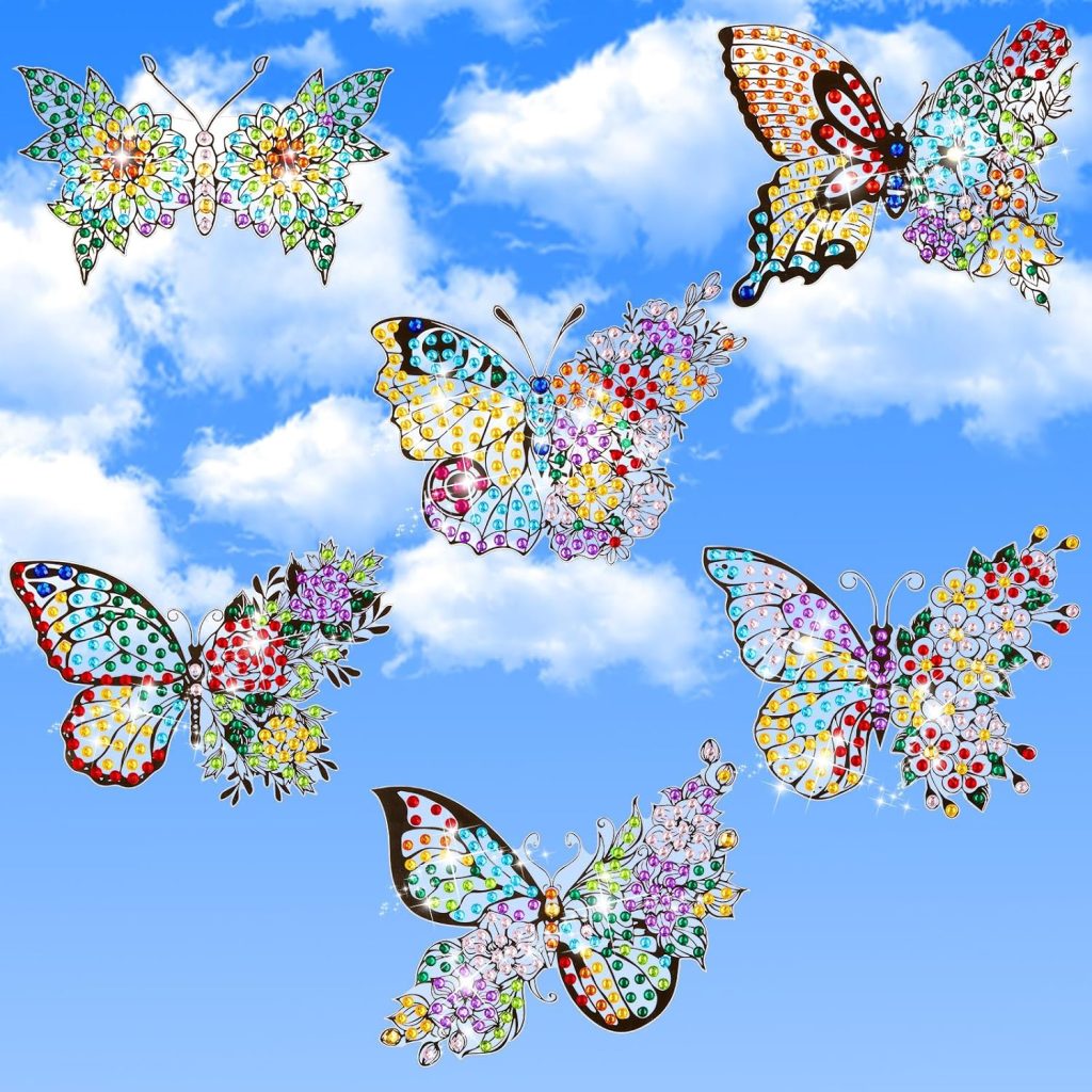 Lenwen 6 Pcs Diamond Art Window Clings Butterfly Diamond Painting Stained 
Glass Window Stickers DIY Art Kits Painting Accessories for Adults Adults 
Crafts Home Wall Decor Gifts
