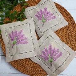 Hand Embroidered Lavender Sachet Bags, 6"x6" Set of 3 Embroidery Natural 
Linen, Lavender Sachets for Drawers and Closets, Dried Lavender